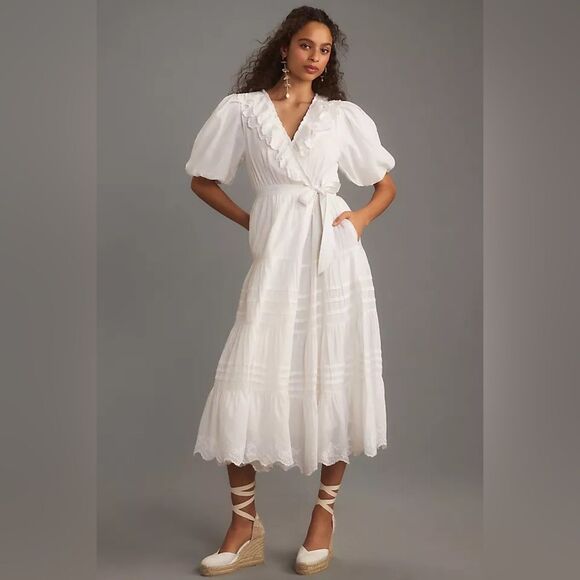 Anthropologie Dresses & Skirts - Anthropologie Love the Label XL NWT Short-Sleeve Ruffled Tiered Wrap Maxi Dress